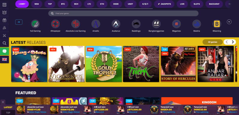 Bitcoincasino.io games