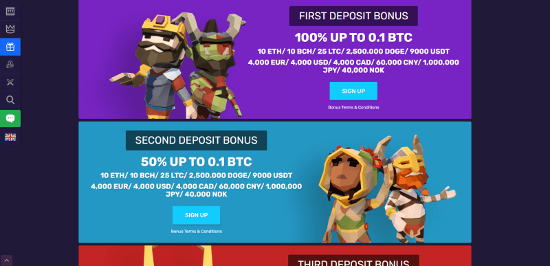 Bitcoincasino.io bonuses