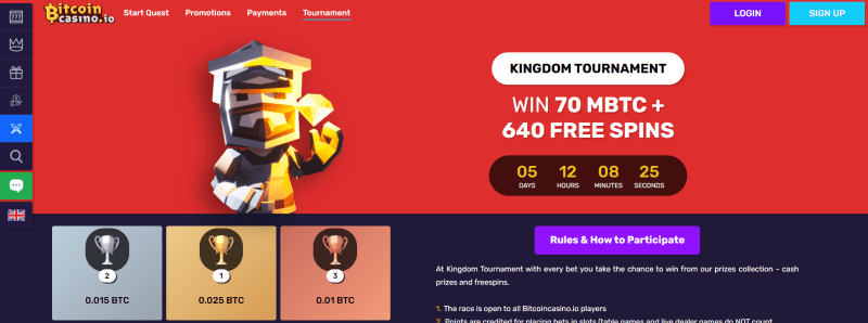 Bitcoincasino.io tournaments