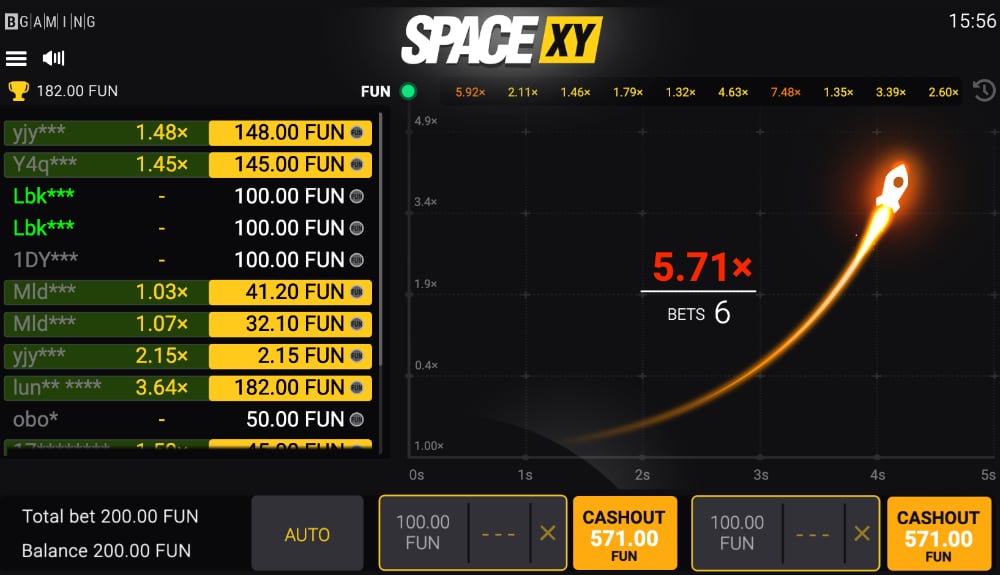 SpaceXY crypto crash slot