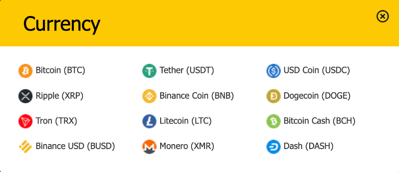 available cryptocurrencies