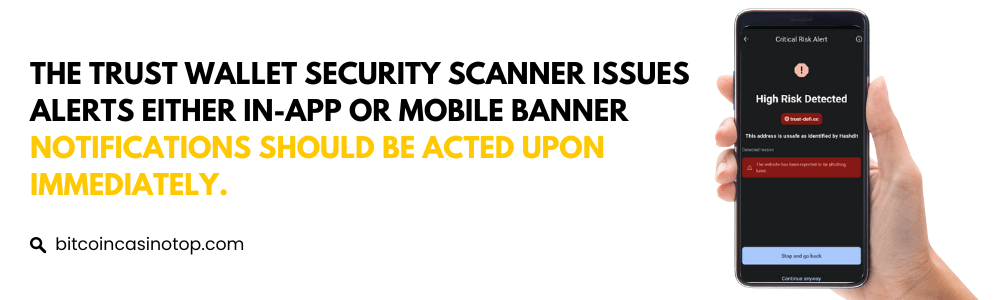 security alert issued by Binance Trust Wallet of a high-risk address