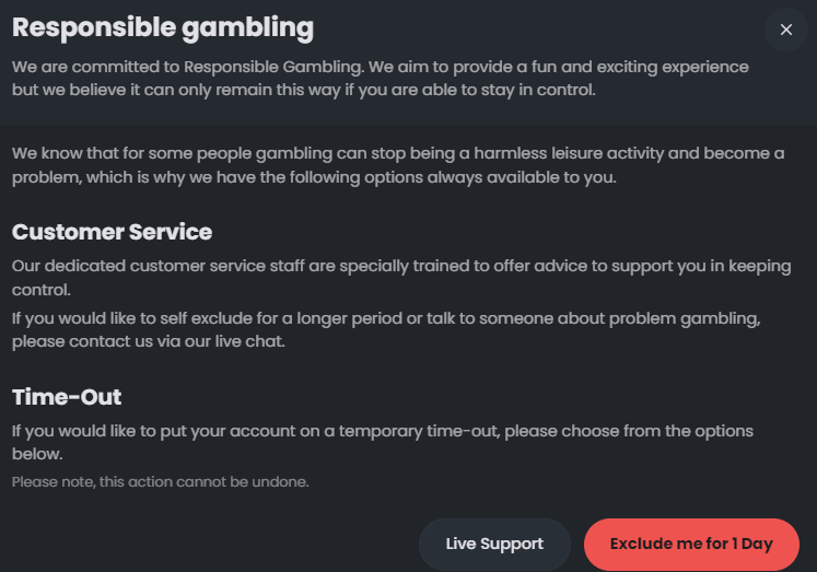 Cloudbet responsible gambling options