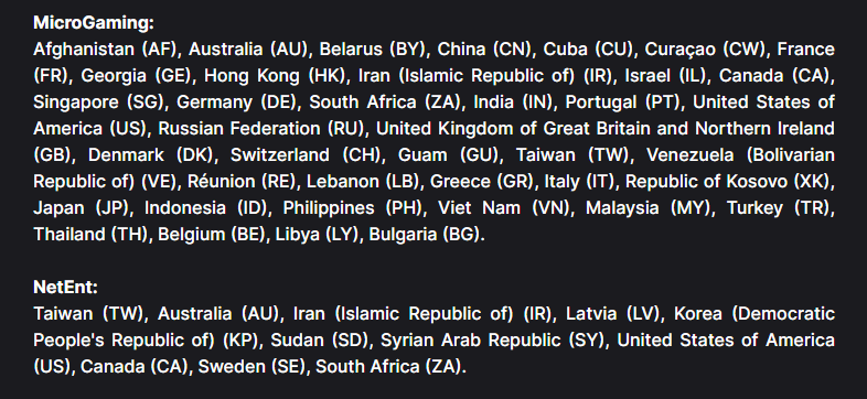 Fortunejack restricted countries