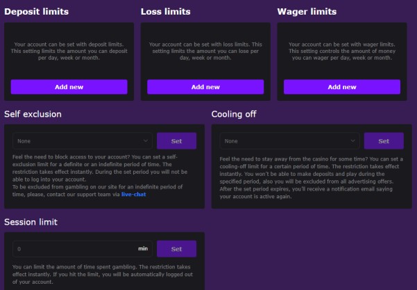 Responsible gambling at Bitcoincasino.io