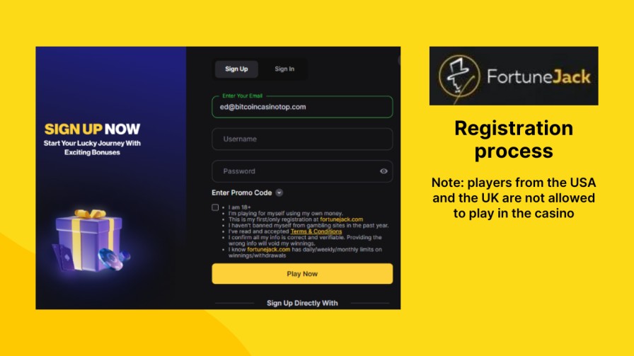 FortuneJack Casino Log in