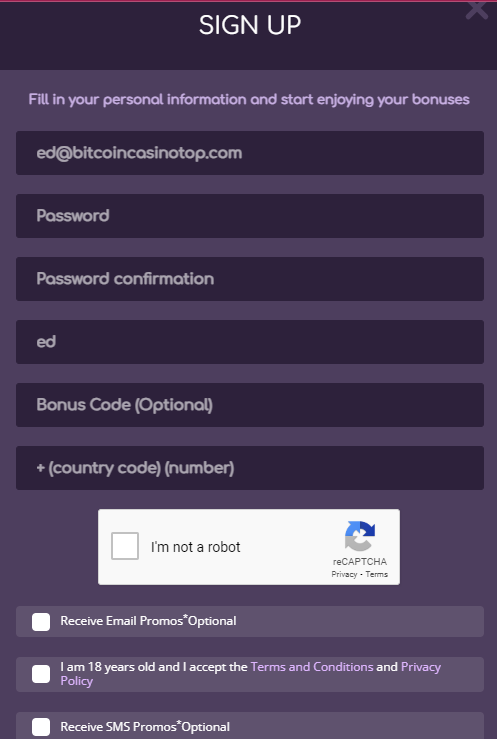 CryptoWild casino login