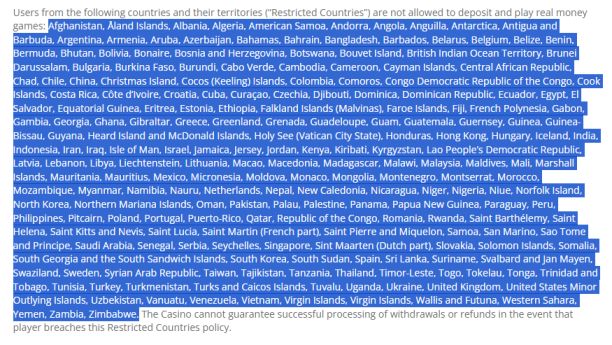 CryptoWild restricted countries