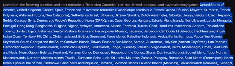 Restricted countries at Katsubet
