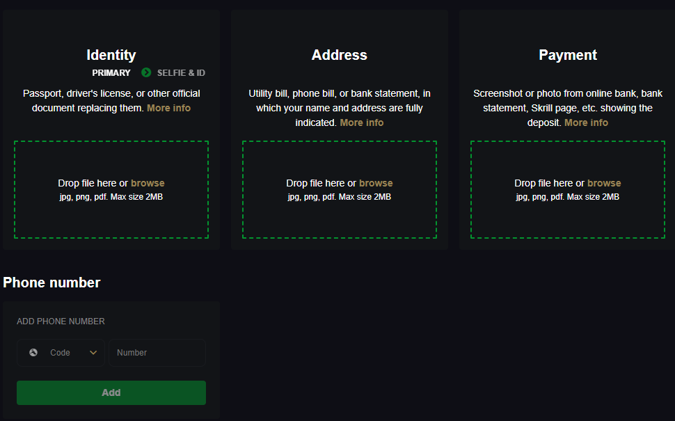 Verification documents at Katsubet casino
